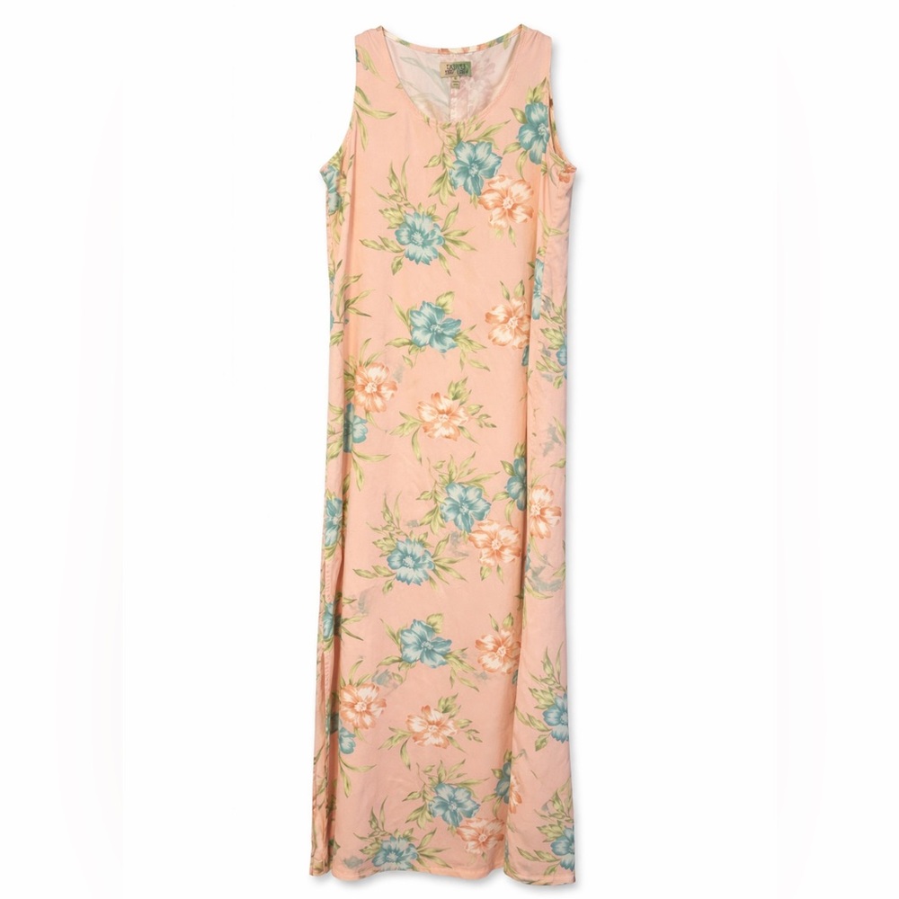 Tahiti Reef Club Sleeveless Floral Rayon Dress with Side Slits, midi